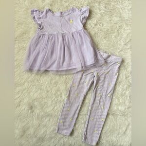 Carter's Lavender Tulle Top & Striped Leggings with Lemons Matching Set